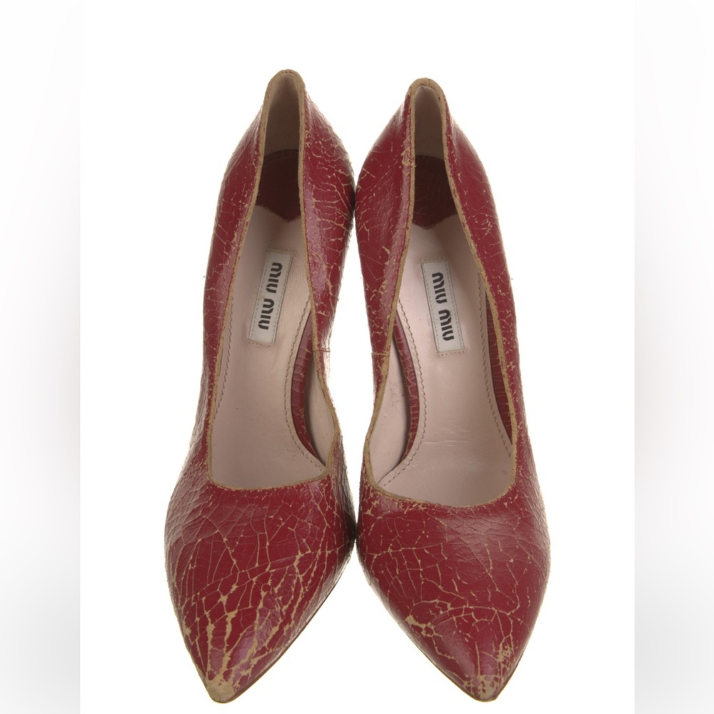 Miu Miu Cracked Effect Pumps in Red Leather 39 IT (US 9) Never worn